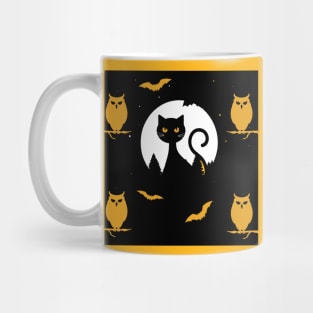 a cat and an owl midnight Mug